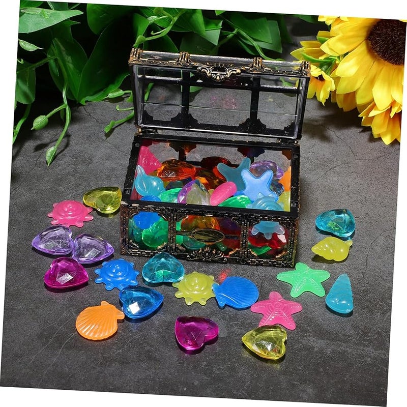 Pirate Treasure Chest Toy Set with 30 Glowing Gems for Pool Diving Games Halloween Decorations Random Color - Image 5